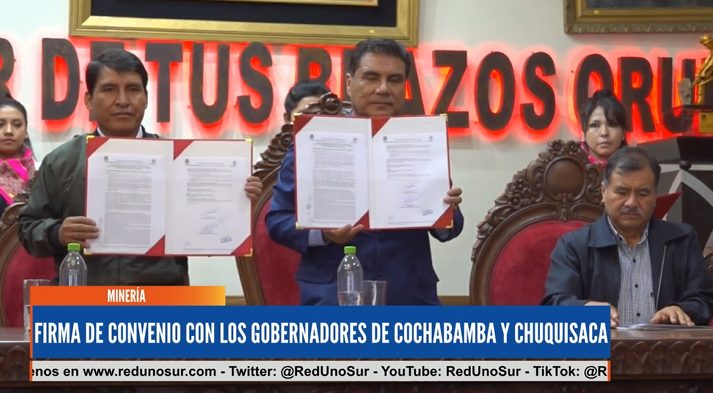 FIRMA DE CONVENIO CON LOS GOBERNADORES DE COCHABAMBA Y CHUQUISACA Red