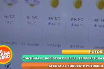 UNIDAD DE RIESGOS CONTINUARÁN LAS BAJAS TEMPERATURAS