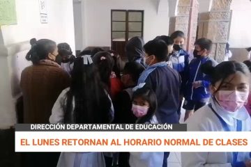 EL LUNES RETORNAN AL HORARIO NORMAL DE CLASES